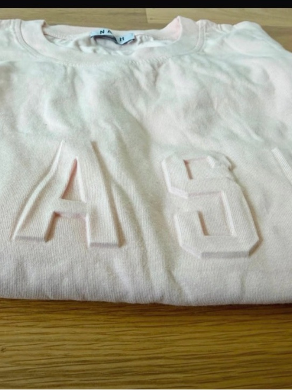 NASH Soft Pink Short Sleeve Tee with Embossed Lettering